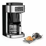 Krups KM760D Aroma Partner Filterkaffeemaschine, herausnehmbare, luftdichte Kaffee-Vorratsbox, präzise Kaffee-Portionierung mit Dosierhebel, für 2-10 Tassen, 1,25 Liter Kapazität, schwarz/silber