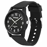 OSDUE Kinderuhr Junge Mädchen, Kinder Uhren Armbanduhr für Jungs, Lernuhr für Kinder, 50M wasserdichte Kinderuhr Schwimmuhr, Geschenk für Geburtstage Ostern Kindertag Weihnachten (Schwarz)