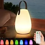 light to hope LED Akku Outdoor Lampe mit Fernbedienung Dimmbare Tischlampe Kabellos 8 Farben & Warmweiß IP44 Wasserdicht USB-C Camping Lampe für Außen, Garten, Terrasse, Esstisch, Bar 14 x 20 CM