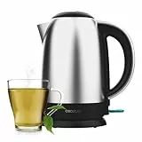 Cecotec Elektrischer Wasserkocher 1,7 L Thermosense 200 Steel. 2200 W, Edelstahlgehäuse, 360° drehbare Basis, ergonomischer Cool-Touch-Griff, Leuchtanzeige, doppeltes Sicherheitssystem