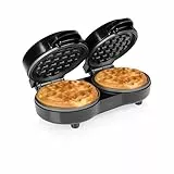 Tristar Doppel-Mini-Waffeleisen, 2 Waffeln pro Durchgang, 1100 W Leistung, Aluminium-Heizplatten mit Antihaftbeschichtung, Kompaktes Design, WF-2115, Doppelt