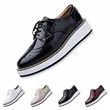 Damen Plateau Sneaker Schnüren Brogues Turnschuhe Beiläufig Plattform Trainers Bequeme Schnürschuhe für Alltag & Spaziergänge mit Nahtdetails, Geschenk für Frauen Mama