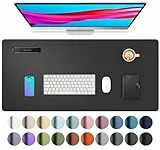 Aothia Schreibtischunterlage,Mauspad mit Leder und Rutchfeste Wildleder,Multifunktionales Office Mousepad Laptop Schreibunterlage,Tisch-Schutz Unterlage für Büro/Home(80x40cm, Schwarz)