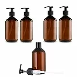 Qinsky 300ml Pumpflaschen Kunststoff, 4Pcs Bernstein Seifenspender Leere Pumpspende Nachfüllbar und Wiederwendbar Flüssigseifenspender Pumpspender für Shampoo Duschgel Handseife Spülmittel