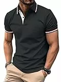 zitysport Poloshirt Herren Kurzarm Shirt Atmungsaktives Golf Polo Shirt Männer Sommer Shirts Sport Basic Slim Fit Tshirt mit Brusttasche Polohemd(Dunkelgrau-L)