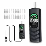 YRHWS Alkoholtester, Alkoholmessgeräte Polizeigenau Promilletester mit USB-C Akku, Professioneller Alkohol Tester mit 20 Mundstücken und Digitaler LCD Bildschirm