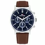 Tommy Hilfiger Multi Zifferblatt Quarz Uhr für Herren mit Braunes Lederarmband - 1710585