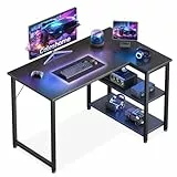 Coleshome Gaming Tisch, 100x70cm Eckschreibtisch mit umkehrbarem Ablagefach, Platzsparender L-förmiger Schreibtisch, Geeignet für Gaming Schreibtisch in Familienecken, Schwarz