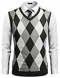 COOFANDY Herren Pullunder Strickweste Ärmellose Pullunder V-Ausschnitt Slim Fit Casual Einfarbig Wollweste Männer Schwarz L