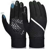 Winterhandschuhe Touchscreen Handschuhe Herren Fahrradhandschuhe - Outdoor Sport Warme Laufhandschuhe Wasserdicht Winddichte mit Anti-Rutsch Full Finger für Laufen Fahrrad Fitness Motorrad Mtb Schwarz