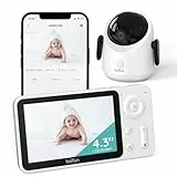 BOIFUN Wifi Video Baby Monitor Camera, App & Screen Control,1080P 360° Camera, Motion & Sound Detection, Auto Tracking, Night Vision, Two-way Audio, Smart Feeding Reminder, Humidity&Temperature Sensor