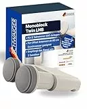 Schwaiger Monoblock Twin LNB I Low Noise Blockconverter für 2 Teilnehmer I für den Empfang von 2 Satelliten I witterungsbeständig & robust für störungsfreien SAT-Empfang I Satellitenschüssel-Zubehör