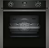 NEFF B1ACE2AG3, N50, Backofen, Made in Germany, LCD-Display, 3D Heißluft, CircoTherm, Soft Close und Soft Opening, Easy Clean, Kindersicherung, Schnellaufheizung, 60 x 60 cm, Graphite-Grey