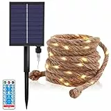 Solar Seil Lichterkette: 7 m, 100 LEDs Solar Lichterkette Cord Light, Warmweiß, Solar Aussen Lichterkette, Wasserdicht Balkon Lichterkette, Aussen Solar Lichterkette für Garten Terrasse Balkon Party