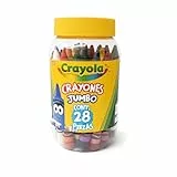 CRAYOLA - 28 Wachsmalstifte in Jumbo-Größe in wiederverschließbarer Dose, sortierte Farben, für Schule & Freizeit, 52-3037, Verschiedene