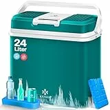 KESSER® 24 Liter Kühlbox | KÜHLT und WÄRMT | Thermo-Elektrische Kühlbox 12 Volt und 230 Volt | Thermobox für Auto, Boot & Camping | Mini-Kühlschrank mit ECO & MAX Modus | (Petrol Grün)