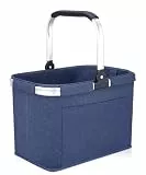 Diurwur® 30L Faltbarer Einkaufskorb – Stabiler Klappkorb mit Aluminiumgriff & Stützstangen – Großer Tragekorb für Einkaufen, Picknick, Reisen – Eleganter & leichte Mutter Korb(40x28x27cm, für Familie)