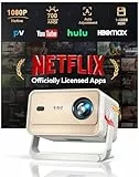 Smart Beamer N6 Pro: Netflix-fähig & Autofokus mit 4K-Unterstützung und 1080P Full HD, WiFi 6, automatische Trapezkorrektur. Kompakter Projektor für Heimkino, Outdoor und Android/iPhone