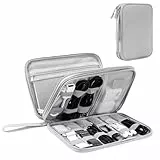 Arae Elektronik Zubehör Organizer, Kabeltasche Travel Essentials, Doppelschicht Reise Kabel Tasche, Electronic Accessories für Ladegerät, USB, SD Karten (Grau, L)