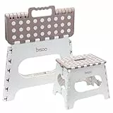 BISOO Tritthocker Kinder - Klapphocker Faltbar 150Kg für Bad & Küche - Hocker Klappbar für Kinder & Erwachsene - Fußbank mit Anti-Rutsch-Oberfläche - Klapptritt Sicherheit - Trittschemel Mokka