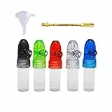 Goledwedy 67 mm Gewürzpulver Werkzeug mit Löffel Und Trichter Schnupftabak Bullet Glas Schnupftabak kleine, Glasvile mit Löffel Und Trichter für Outdoor, Camping(7 Stück)