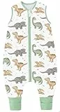 Chilsuessy Baby Sommerschlafsack mit Füßen 0.5 Tog Kleine Kinder Schlafsack mit Beinen Unwattiert 100% Baumwolle Schlafstrampler für Jungen und Mädchen, Dinosaurier Park, 90cm/Baby Höhe 100-110cm