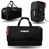 PASTE® - Premium Sporttasche 68L mit Rucksackfunktion, Schuhfach & Nassfach Schwarz - Fußballtasche & Trainings-Tasche mit Kühlfunktion Damen & Herren groß - XL Reise-Tasche & Gym Bag Sport & Fitness