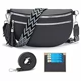 LANXINGLUO bauchtasche damen grau umhängetasche damen mittelgroß crossbody bag Mit Kreditkartenfach und 2 Schultergurten bags for women