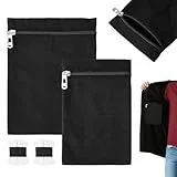 NBEADS 2 Stück 2 Größen Eingenähte Seitentasche Mit Reißverschluss, Rechteckiges Reißverschluss Innentaschen Set Für Mäntel Mit Nähgarn Und Nadeln Für Jacken Kapuzenpullover Und Sweatshirts, Schwarz