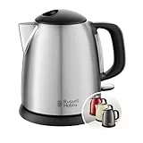Russell Hobbs Wasserkocher [1,0l] Adventure Edelstahl (2400W, Schnellkochfunktion, herausnehmbarer Kalkfilter, außenliegende Wasserstandsanzeige, kleiner Reisewasserkocher) Teekocher 24991-70