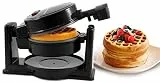 Elite Gourmet EWM460 Waffeleisen, für Belgische Waffeln, antihaftbeschichtet, drehbar, 3,2 cm dicke Waffeln, Rösti, Keto, Snacks, Sandwiches, Eier, leicht zu reinigen, schwarz