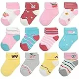 ZERULETS Kinder Babysocken Baby Jungen Mädchen Dicke Socken 12 Paare Neugeborene Baumwolle Socken Baby Winter Socke Erstlingssocken für 6-12 Monaten（Bär，Kaninchen）