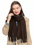 DonDon Schal Damen Winter Wollschal Winterschal warm weich 185 x 65 cm dunkelbraun