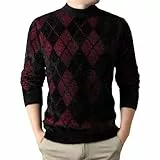 Generisch Jacquard-Strickpullover, Mantel, langärmelig, Knopfleiste vorne, Strickjacke, warm, weich, bequem, lässig, Winter/, modische Oberbekleidung (1-Red, XXL)