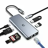 OBERSTER USB C HUB, USB Docking, USB 3.0 HUB, 8 in 1 USB C HUB mit 4K HDMI, 100 W PD, Gigabit Ethernet, 2 USB 3.0, USB 2.0, SD/TF Kartenleser, kompatibel mit Laptop