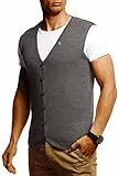 Leif Nelson Herren Weste für Freizeit Business Party Hochzeit unter Sakko aus Feinstrick Anzugsweste Männer Herrenwesten Strickweste T-Shirt Kurzarmshirt LN1855