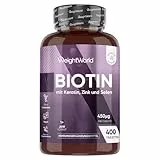 Biotin Komplex mit Keratin 25mg, Selen, Zink - 400 vegane Tabletten - 1+ Jahre Vorrat - Biotin trägt zur Erhaltung normaler Haare bei (EFSA) - Frei von Magnesiumstearat - WeightWorld