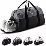 Fitgriff® Sporttasche & Reisetasche V2 für Damen und Herren - mit Schuhfach & Nassfach - Tasche für Sport, Fitness, Reisen - Trainingstasche, Gym Bag, (Black/Grey, Medium)