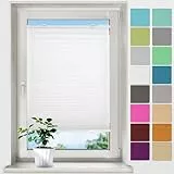 bobodeco Plissee ohne Bohren Plissees Klemmfix - Weiß 80 x 120 cm (BxH) - Easyfix Plisseerollo Jalousie Faltrollo Blickdicht - Sichtschutz - Sonnenschutz Fertifplissee - Rollos für Fenster und Tür