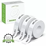 NELKO Original P21 Etikettenband-Ersatz, adaptiertes Etikettendruckpapier, 14 x 40 mm, Standard-laminiertes Büro-Etikettierband, Mehrzweck, P21, 180 Etiketten/Rolle, 3 Rollen, Weiß