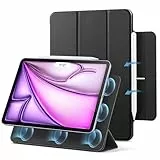 ESR für iPad Air 13 Zoll M3/M2 Hülle (2025/2024) und iPad Pro 12.9 (2022/2021/2020), Magnetbefestigung, dünne dreifach Faltbare Standhülle, unterstützt Pencil Pro/USB-C, Rebound-Serie, Schwarz