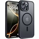 TOCOL für iPhone 16 Pro Hülle für Magsafe, Vollständiger Kameraschutz Stoßfest Kratzfest Transluzente Rückseite Magnetisch Handyhülle für iPhone 16 Pro Case, Schwarz