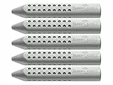 FABER-CASTELL 187100 - Dreieckradierer Grip 2001, grau, 5 Stück