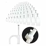 FIXSON Kabel-Clips (100 Stück) Kabel-Clips für die Wand Nagel in Clips für Ethernet Kabel TV Draht Kabel und Koaxialkabel Nägel enthalten (9mm)