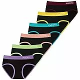 INNERSY Mädchen Unterhosen Baumwolle Teenager Unterwäsche Sport Slip Panty Schwarz 6 Pack (10-12 Jahre, Buntes Schwarz)