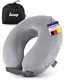 lunap Reisekissen Flugzeug | Nackenkissen Memory Foam flauschig + waschbar | Nackenhörnchen Erwachsene | Nackenkissen Flugzeug, Auto | Travel Pillow Neck GRAU | Reise Kissen