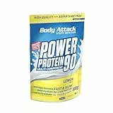 Body Attack POWER PROTEIN 90 - Lemon - 500g Beutel - Mehrkomponenten Protein Pulver, Made in Germany - Mit BCAA, Vitaminen & L-Carnitin - Protein Shake extra cremiger Geschmack, gute Löslichkeit