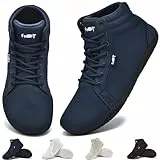 Wizshoe Barfuss Schuhe Damen Herren Hi top Sneaker Barfußschuhe Leicht Breite Minimalistische Walking Zehenschuhe Zero Drop Sohle Unisex Trail Fitness rutschfest Blau 42 EU