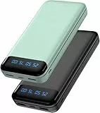 Enerwow Power Bank, 2 Stück 16000mAh Powerbank Klein Aber Stark 5V 3A Schnelles Aufladen Tragbares Ladegerät mit LCD Display, Externer Handyakkus mit iPhone 15 14 13 12 Pro Max, Smartphones