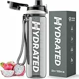 Mevoly Trinkflasche 1L, Wasserflasche BPA-Frei aus Tritan, 1 Liter Trinkflasche Sport Auslaufsicher mit Zeitmarkierung, Sportflasche für Fitnesss, Oudoor, Gym, Schule